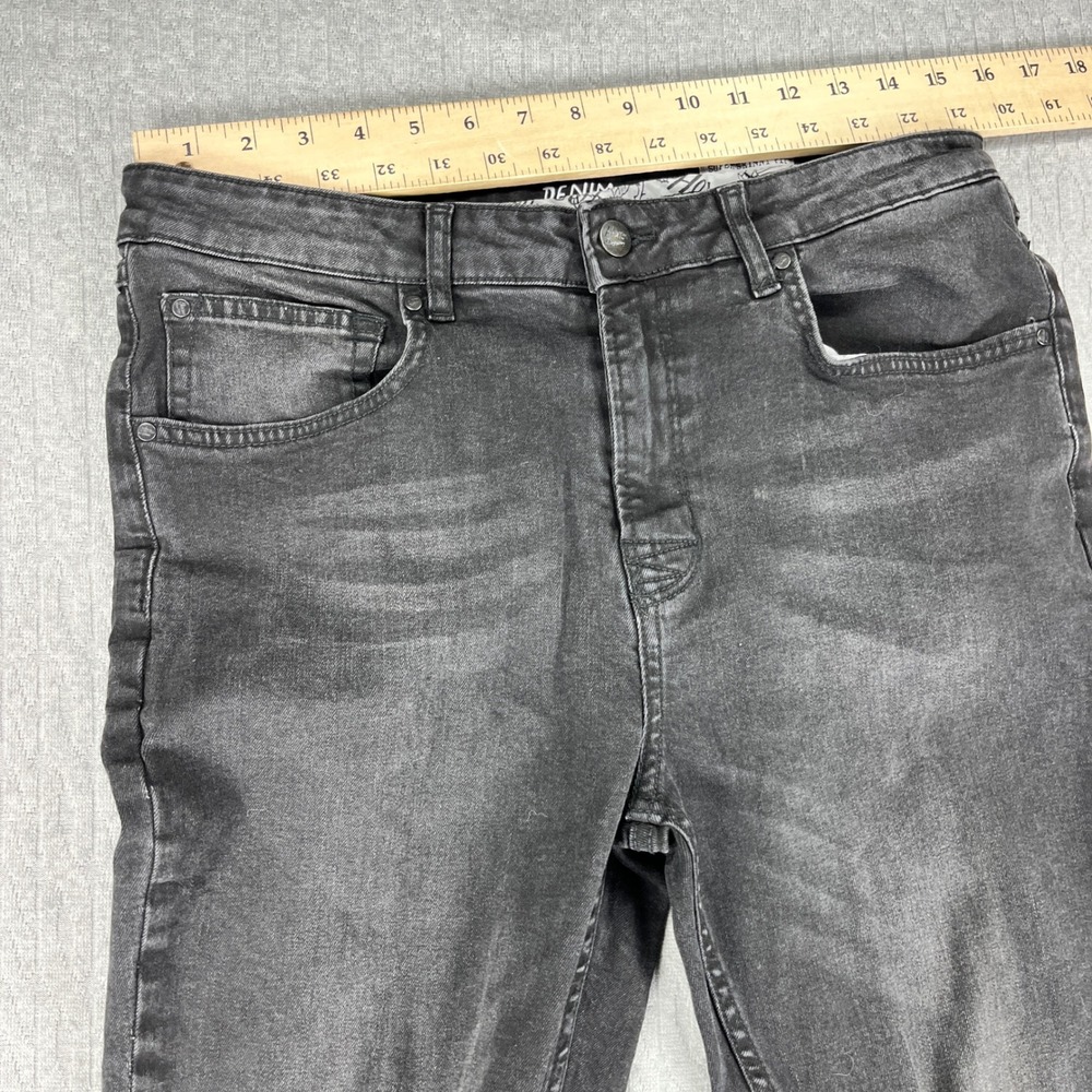 Hoxton Denim Super Skinny Goth Core Punk Jeans Men 34x34 (30X33 Black Distressed - Picture 5 of 15